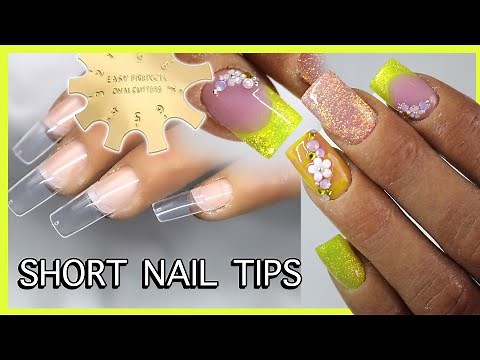 Short Acrylic Nails - Marble - Smile Line French Cutter for SHORT Nails and Glitter