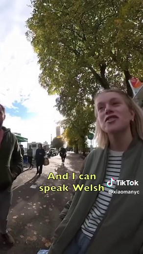 Speaking Welsh in the market with a passerby