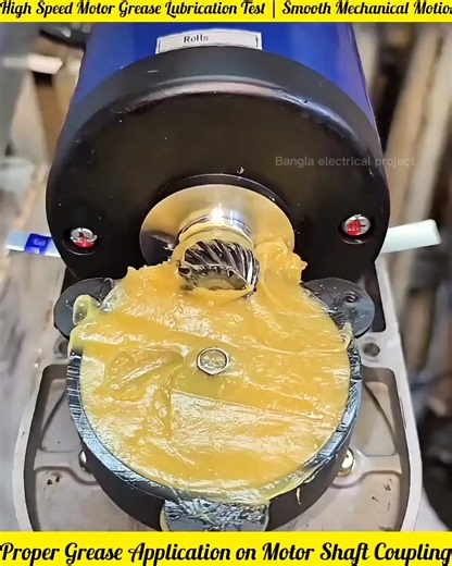 Proper grease and lubrication are essential for longer motor life. This video shows smooth grease movement on a motor shaft coupling.#Motor #Lubrication #Grease #Mechanical #Engineering | Bangla Electrical project