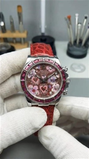 Painting a $200k Rolex Daytona with Hand-Crafted Aesthetic Heart Details #shorts #watchmaking