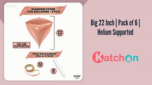 KatchOn, Rose Diamond Foil Balloons Set - 22 Inch, Pack of 6 Rose Gold Mylar Balloons | Rose Gold Diamond Decorations | Rose Gold Balloons for Rose Gold Party Decorations | Rose Gold Balloon Arch Kit