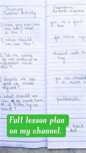 lesson plan format/ first aid plan / EVs lesson plan/ science lesson plan #trend #viral #shortsvideo