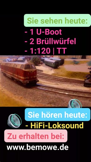 1K views | Ein U-Boot wandelt auf dem trockenen und macht dabei so richtig Spaß mit HiFi-DigitalSound, alles das auch noch bloß in TT, 1:120... #spurtt #modellbahnhobby #Modellbahnen #modellbahn #modelleisenbahnanlage | Berliner Modell-Werkstatt | Facebook