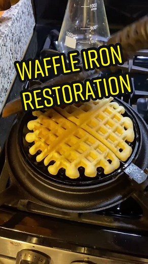 Making waffles with a century old waffle iron! #restoration #tinyhouse #barnfind #waffles
