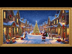 Frame TV Art - Frame Art TV with Music: The Magical Christmas Village A Night of Festive