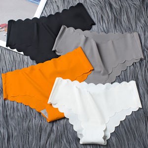 [Hot Item] Ick Silk Satin Ladies Underwear Ruffle Female Lady Briefs Girls Smooth Plain One Piece Panty Women Seamless Panties