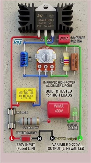0-220V Powerful AC Dimmer Circuit | High Power Light & Fan Speed Controller 🔧💡