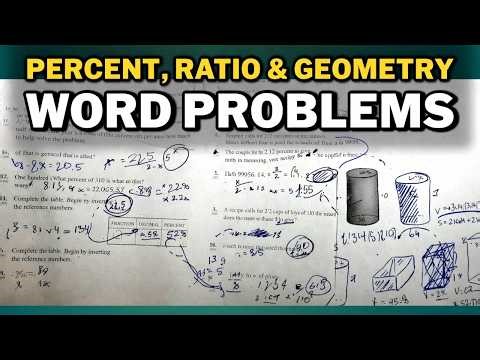 Percent, Ratio & Geometry Word Problems | Full Math Worksheet Walkthrough (Step-by-Step)