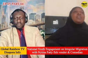 Episode 05 Part 4 Mariama was left in the bush by a taxi driver at 01:00 am and trekked from costal road to Yundum airport junction 😳😭 , Mariama and others received series of bullying inside public transport after selling fish to go home . She made these revelations during an interview with GLOBAL RAINBOW TV on a program call NATIONAL YOUTH ENGAGEMENT ON IRREGULAR MIGRATION , which was organized by Global Rainbow TV to showcase the skills and talents of our youths in order to give them encoura