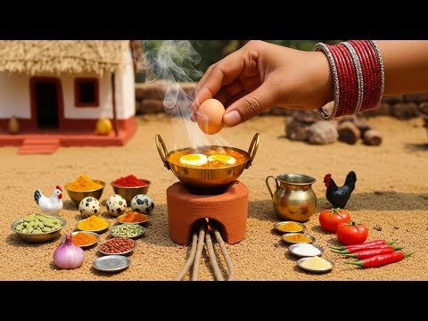 Yummy Miniature Aloo Egg Curry | Egg Masala Recipe | Tiny Indian Anda Masala Recipe