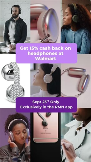 RetailMeNot on Instagram: "Turn up the savings. 🎧 Get 15% cash back on headphones at Walmart exclusively with the RetailMeNot app on September 23rd only. Walmart is packed with stylish metallic headphones and earbuds — perfect for music lovers or making a statement. Some of our faves: - Beats by Dr. Dre Solo3 - Packed Party “Good As Gold” Bluetooth Over-Ear Headphones - MDHAND Noise Cancelling Headphones - FUNNYEAH Clip-on Metal Earbuds with Jewelry-Inspired Designs #newheadphones #walmartdeals