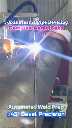 45° Pipe Beveling: 5-Axis Plasma vs. Grinding ⚔️ #fwincnc