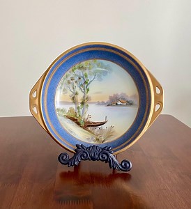 Antique Nippon Noritake Porcelain Bowl: Hand-painted Lake House Scene, Gold Trim - Etsy
