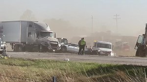 The accident scene along I-55 south of Springfield, IL is horrific. I can only access a few of the crashes as they extend for miles. This is just one stretch of the road. Dozens of tow trucks & even more emergency personnel. Also the dust is constant. Still. Very bad situation. | Meteorologist Kevin Lighty