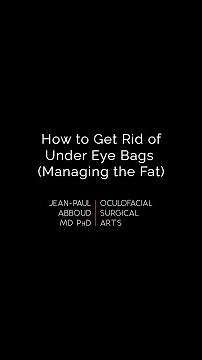 How to Get Rid of Under Eye Bags Part I: Managing the Fat - Dr. Jean-Paul Abboud