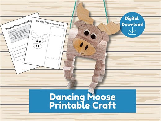 Dancing Moose Puppet, Kids Craft, Printable Template, Woodland Animals, Kids Activity, Winter Storytime Idea - Etsy