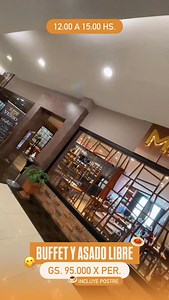 Te esperamos para disfrutar de un exquisito BUFFET y ASADO LIBRE 😋🍛 Podés comer todo lo que quieras, las veces que quieras! 😉 Además tenés entradas y postre incluido 🤩👌🏼 ✨ Precio por persona: - Sábados, Domingos y Feriados 95.000 Gs. 🕣 12:00 a 15:00 H. 📍Estamos en @fuenteshopping - 2do Piso | Máximo Resto Bar