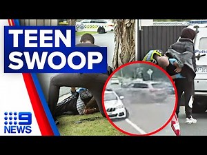 Dangerous police chase in stolen vehicles lands 10 teenagers in custody | 9 News Australia