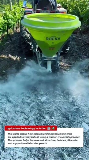 Calcium & Magnesium Soil Treatment in Vineyards | Fast Tractor Spreader Application 🚜🤖
