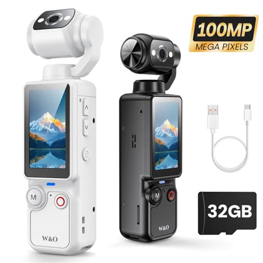 W&O Portable 2.5K Ultra HD Video Recorder with 180 ° Rotating, Handheld Stabilizer Pocket Camera, Full Body Camera for Vlogging, Travel & Daily Life Recording, USB Rechargeable, Black, Vlogging Camera, Modern Gadget, Durable Construction, Camcorder | Lazada PH