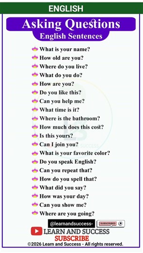 20 Daily English Questions! 🗣️ #LearnEnglish