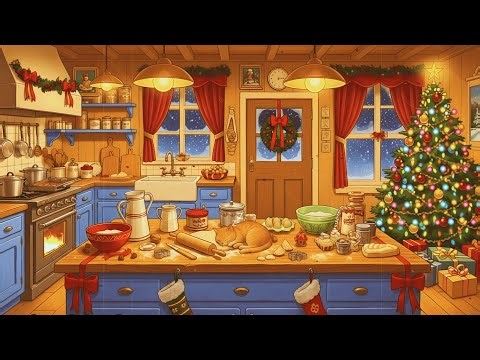 soft 1940s oldies music for relax, sleep🎄warm christmas ambience with crackling fireplace & blizzard