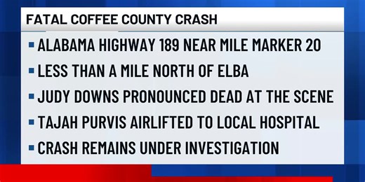 1 dead, 1 hurt in Coffee County two-vehicle crash
