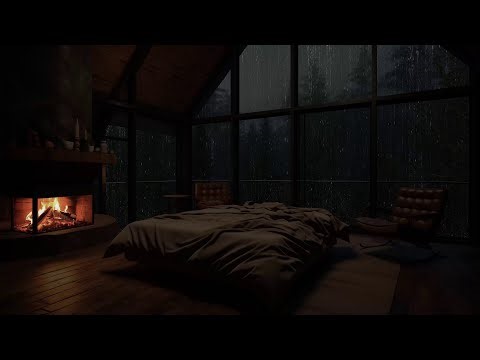 Calm Rain in the Forest with Fireplace in the Attic - Relaxing Sounds for Focus and Relaxation