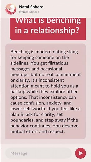 What is benching in a relationship?