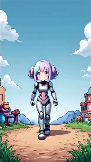 Cute Robot Anime Girl Walking ✨ | Anime Short #Shorts