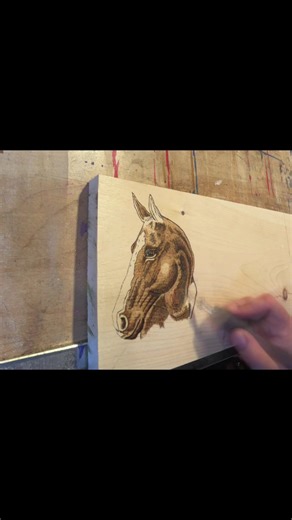Horse Portrait Woodburning Art Progress