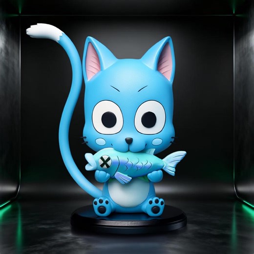 Happy Fairy Tail Chibi Cat STL 3D Model - Etsy
