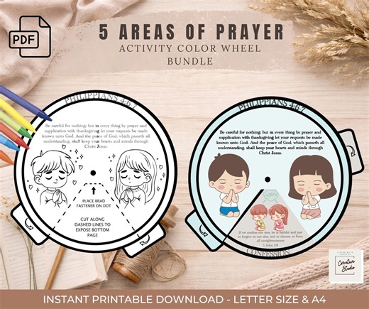 Five Areas of Prayer Color Wheel | Christian Printable for Kids | Prayer Activity | Bible Lesson Resource | Digital Download PDF - Etsy Australia