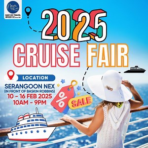 🚢✨ BIGGEST 2025 CRUISE FAIR IS HERE! ✨🚢 Get ready to sail into unbeatable deals at Nam Ho Travel’s biggest 2025 Cruise Fair! 🌊⚓️ From 10 - 16 February 2025, 10AM - 9PM at Serangoon NEX, dive into exclusive promotions from top cruise lines: 🌍 Avalon River Cruises – Explore the world’s most scenic rivers in luxury! 🏰 Disney Cruise – Experience the magic at sea with your favorite Disney characters! 🎰 Resorts World Cruises – Indulge in entertainment, fine dining, and thrilling experiences! 🛳 