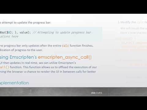 How to Update a Progress Bar During Emscripten WebAssembly Execution
