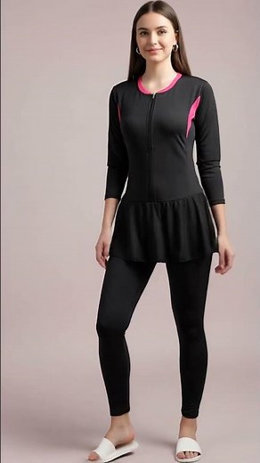 N-Gal Black Full Coverage Zipper Swimsuit Try On | One Piece Swimwear For Women #shorts *NBPS07