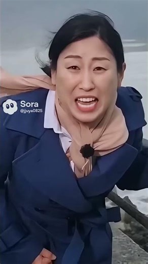 "strong wind fail on the sea 😱Weather Reporter Fights the Storm!"#funnyshorts#viralshorts#wind#storm