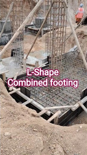 L-Shape combined footing foundation#construction #civilengineering #centring #sariya #satring #viral