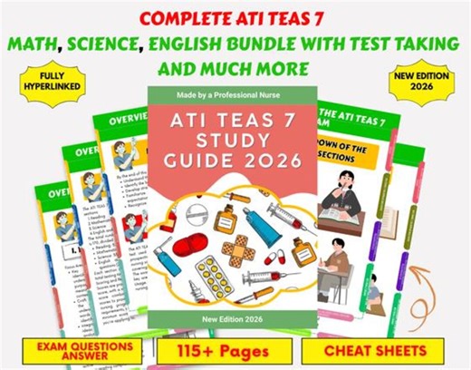 ATI TEAS 7 Study Guide 2026: Nursing Exam Prep (digital Download) - Etsy Canada