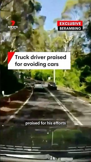 Dashcam video shows brave truck driver swerving to avoid cars after brakes fail