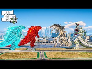 GTA 5 Mods – Godzilla Earth & Thermo Godzilla Prime vs Mechagodzilla SP Team