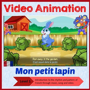 French song in video animation - Mon petit lapin - Learn French