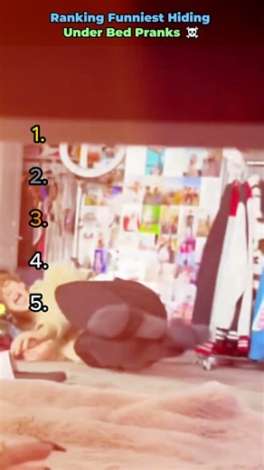 Ranking Funniest Hiding Under Bed Pranks ☠️ #shorts #funny #bed