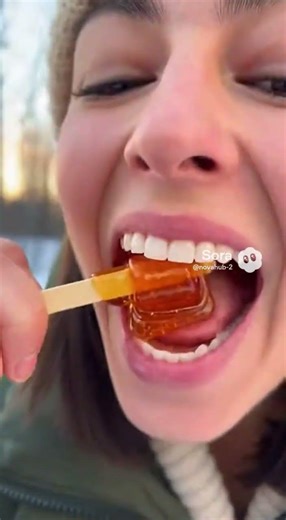 Canadian Maple Toffee made on Snow! #snow #maple #canada #tasty #healthy