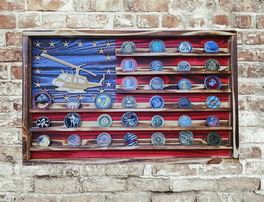 Custom Logo Challenge Coin Display Flag, Personalized Coin Holder, USMC, Army, Navy, Air Force - Etsy