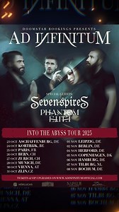 𝐈𝐍𝐓𝐎 𝐓𝐇𝐄 𝐀𝐁𝐘𝐒𝐒 𝐓𝐎𝐔𝐑 𝟐𝟎𝟐𝟓: With @adinfinitumofficial , @sevenspiresband and @phantom.elite.official 🇩🇪 23.10.25: DE, Aschaffenburg - Colos-Saal 🇧🇪 24.10.25: BE, Kortrijk - DVG Club 🇫🇷 25.10.25: FR, Paris - Backstage by the Mill 🇨🇭 26.10.25: CH, Bern - Stellwerk 🇨🇭 27.10.25: CH, Zurich - Dynamo Werk 21 🇩🇪 29.10.25: DE, Munich - Backstage 🇦🇹 30.10.25: AT, Vienna - Szene 🇨🇿 31.10.25: CZ, Zlin - Masters Of Rock Cafe 🇩🇪 01.11.25: DE, Leipzig - Hellraiser 🇩🇪 02.1