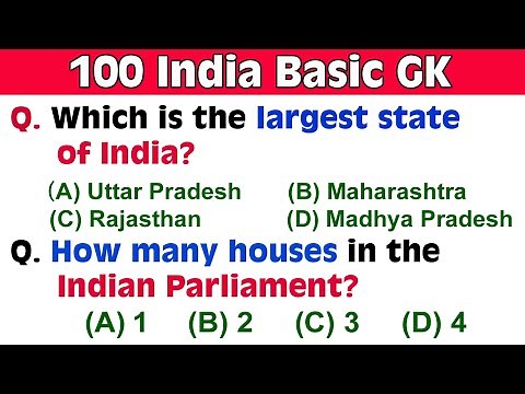100 India Basic & Easy GK General Knowledge Questions and Answers in English | India GK | India Quiz