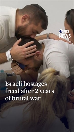 6.2K views · 140 reactions | After two years of brutal war, 20 Israeli hostages and nearly 2,000 Palestinian detainees and prisoners were swapped as the American-led ceasefire in Gaza held. It was a day of hope and relief for many, tinged with apprehension of what lies ahead. President Trump received a hero's welcome in Israel and later led a peace conference in Egypt. Special correspondent Leila Molana-Allen reports. | PBS NewsHour | Facebook
