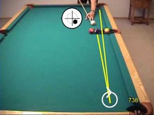 Famous pool and billiards artistic or trick shots (line of 4 balls, butterfly shot)