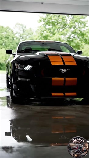 Black Beauty: Ford Mustang with Orange Stripes! 🐎🔥